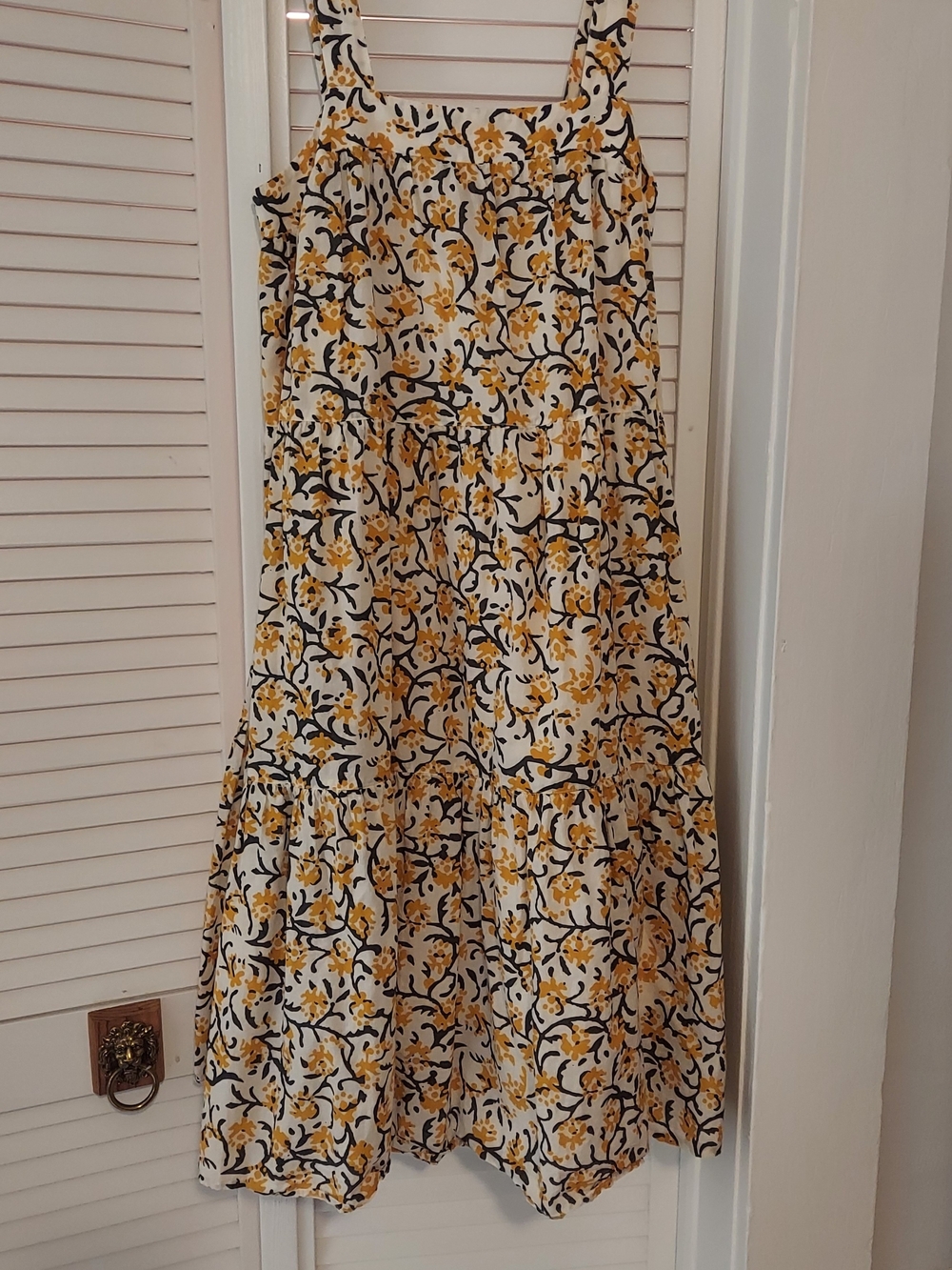 Lilla P White Dress with Yellow and Black Floral Print Never Worn